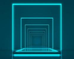 Futuristic sci-fi empty podium room with for product presentation.3d rendering photo