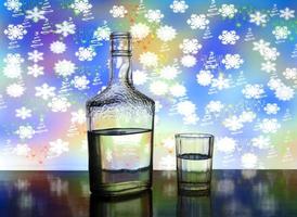 vaso y botella de vodka de vidrio foto