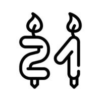 burning candles in number form birthday line icon vector illustration