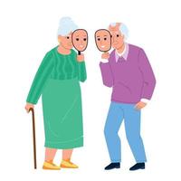Ageism Of Elderly Man And Woman Couple Vector