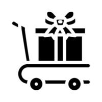 carrito llevar regalo glifo icono vector ilustración