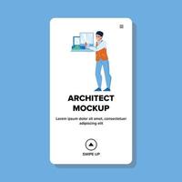 Architect Mockup Presenting Designer Man Vector