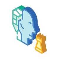 cabeza de robot cerebro jugar ajedrez icono isométrico ilustración vectorial vector