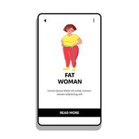 Sad Fat Woman Measuring Figure With Tape Vector