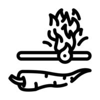 Ilustración de vector de icono de línea de escala de quemadura vegetal picante