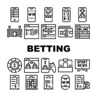 Betting On Gambling Collection Icons Set Vector