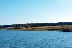 árboles del lago y hierba foto