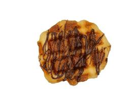 Fresh waffles with honey isolated on white background. photo