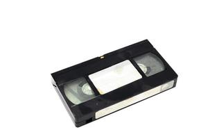 vintage Old analog tape VHS cassette on white backgorund. Retro nostalgia.
