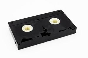 vintage Old analog tape VHS cassette on white backgorund. Retro nostalgia.