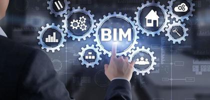 BIM Building Information modeling engineering software system. Mixed media