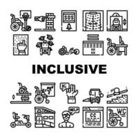 conjunto de iconos de colección de herramientas de vida inclusiva vector
