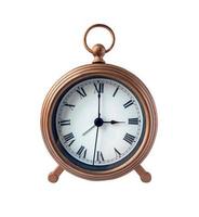 Antique table clock isolated on white background.Clipping path photo