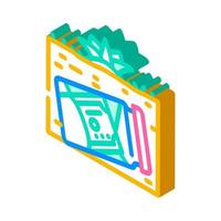 money buried in garden isometric icon vector illustration