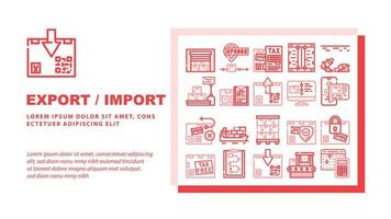 vector de encabezado de aterrizaje de transporte de exportación e importación