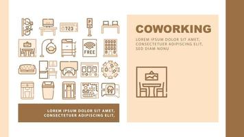 vector de encabezado de aterrizaje de oficina de trabajo de coworking