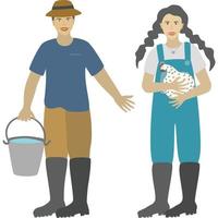 Young couple farmer character. vector