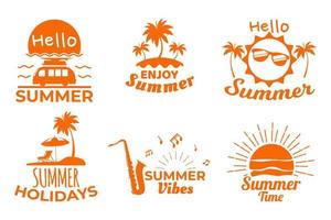 Set of summer labels. elements of summer holiday vector