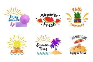 Set of summer labels. elements of summer holiday vector