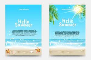 summer flyer design. tropical beach background. vector