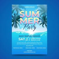 summer party flyer design. tropical beach background. vector