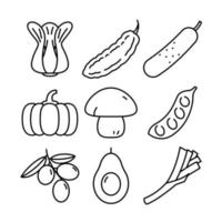 conjunto de iconos de alimentos frescos diseño simple, vector