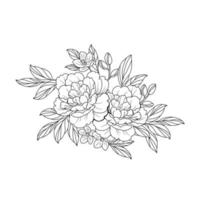 flowers drawing with lineart on white backgrounds. vector