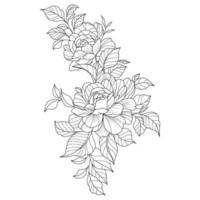 flowers drawing with lineart on white backgrounds. vector