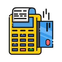 Payment by credit card using POS terminal, approved payment. Flat illustration. vector