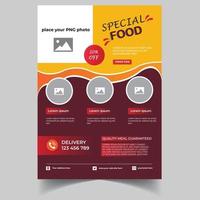 professional food menu flyer template, in A4 size. flyer, banner, and Layout Design. food concept. cafe and restaurant menu, junk food. Pizza, Burger, flyer design, vector