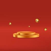 Realistic golden podium on the red background Vector