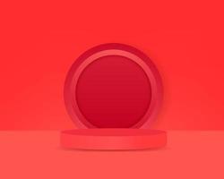 Red product podium on the abstract scene background Vector