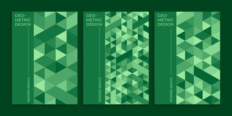 Green book cover with geometric triangles design