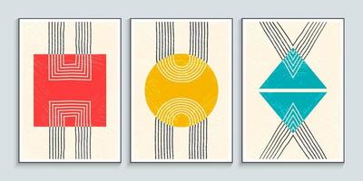 Wall art design with minimalist primitive shapes elements vector