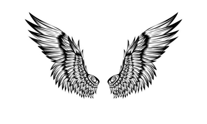 Black Ink Eagle Wings Tattoo On Chest For Men