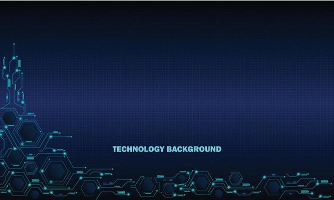 Abstract technology concept particle connection background with blue lights.