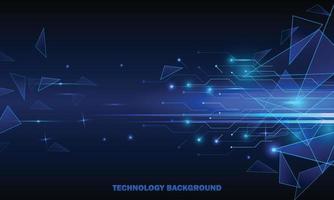 Abstract technology concept particle connection background with blue lights. vector