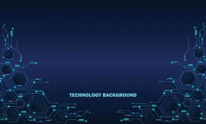 Abstract technology concept particle connection background with blue lights.