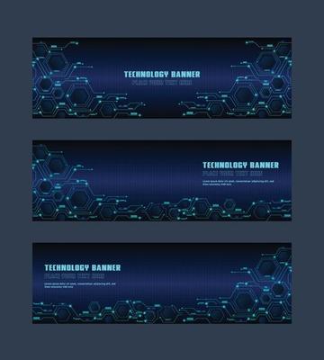 technology concept for web banner template or brochure , Blue colour.