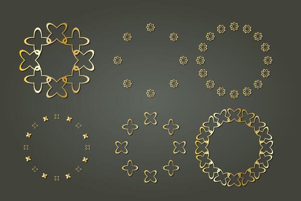 golden element luxury royal ornament circular floral victorian