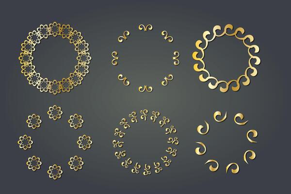golden element luxury royal ornament circular floral victorian
