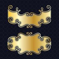 luxury royal banner label antique ornamental golden decorative slab frame border vector