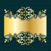 etiqueta banner marco fondo decoración oro lujo real metal tesoro vector