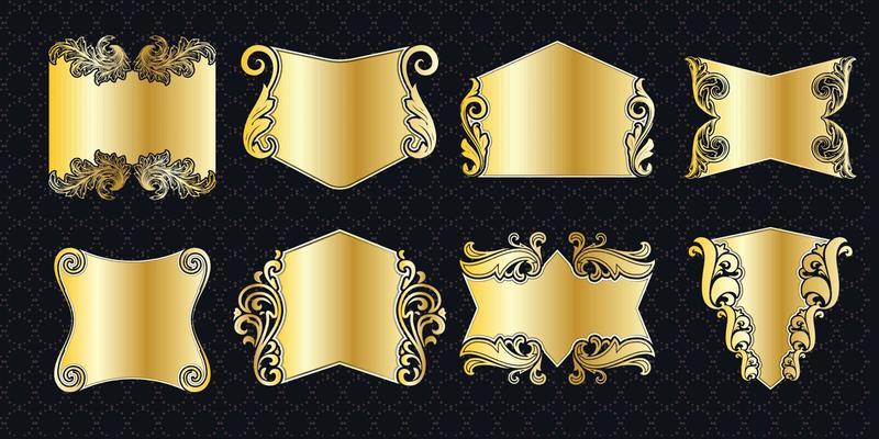 frame set border ornate vintage golden classic ornamental antique elements graphic banner decorationelegant collection bundle