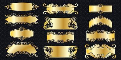 marco conjunto borde adornado vintage dorado clásico ornamental elementos antiguos gráfico banner decoraciónelegante colección paquete vector