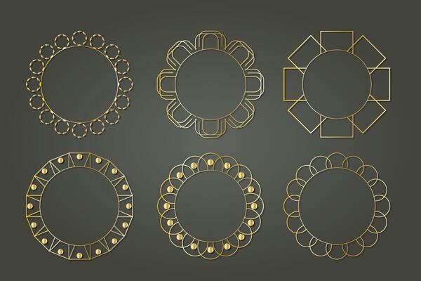 golden element luxury royal ornament circular floral victorian