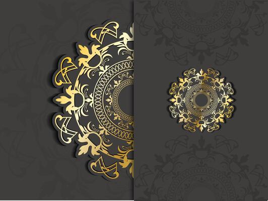 golden element luxury royal ornament circular floral victorian
