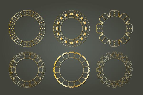 golden element luxury royal ornament circular floral victorian
