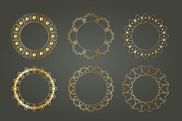 golden element luxury royal ornament circular floral victorian