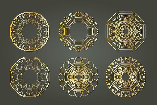 golden element luxury royal ornament circular floral victorian